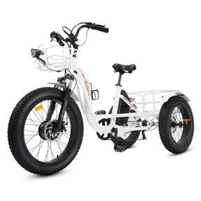 Ecotric 48V 24"x4.0 Front 20"x4.0 Rear Tires Tricycle electric bike with Front Basket + Rear Rack-senior