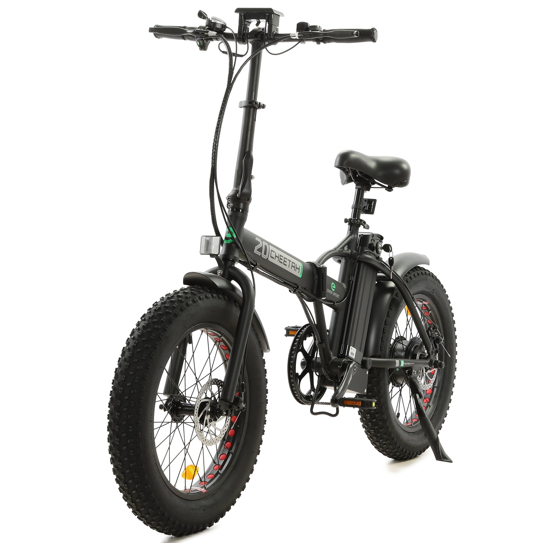 Ecotric Matt Black 48V portable and folding fat ebike with LCD display