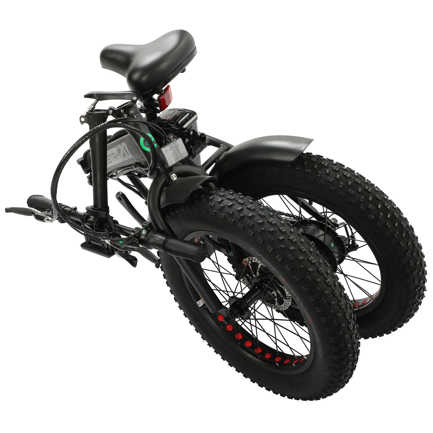 Ecotric Matt Black 48V portable and folding fat ebike with LCD display