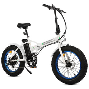 UL Certified-Fat Tire Portable and Folding Electric Bike-White and Blue - 3