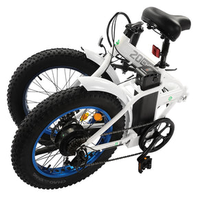 UL Certified-Fat Tire Portable and Folding Electric Bike-White and Blue - 6