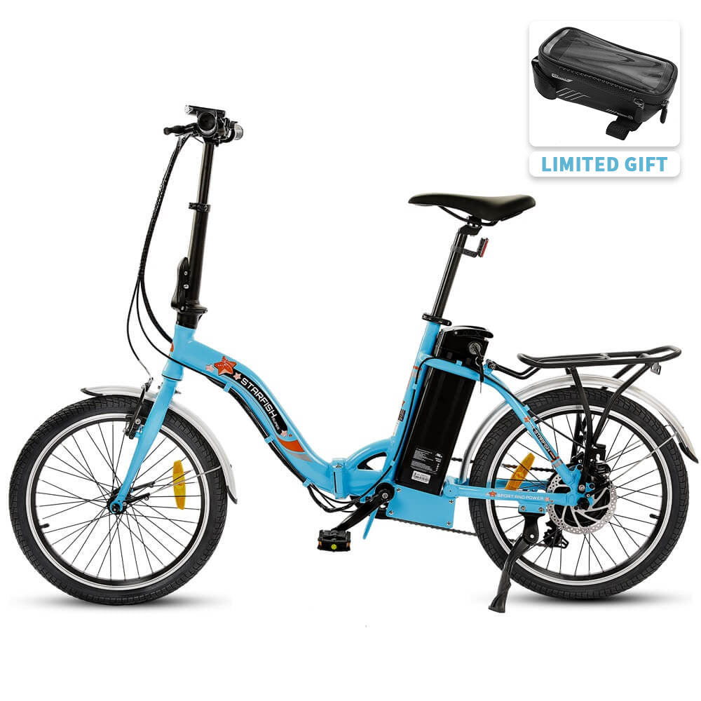 UL Certified-Ecotric 20inch Blue Starfish portable and folding electric bike