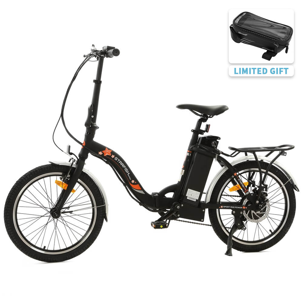 UL Certified-Ecotric Starfish 20inch portable and folding electric bike - Matt Black