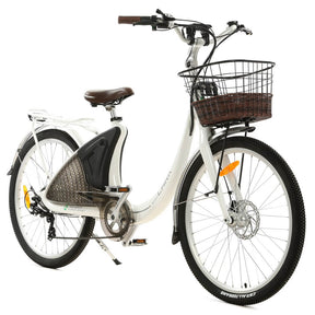 26inch White Lark Electric City Bike For Women with basket and rear rack - 3